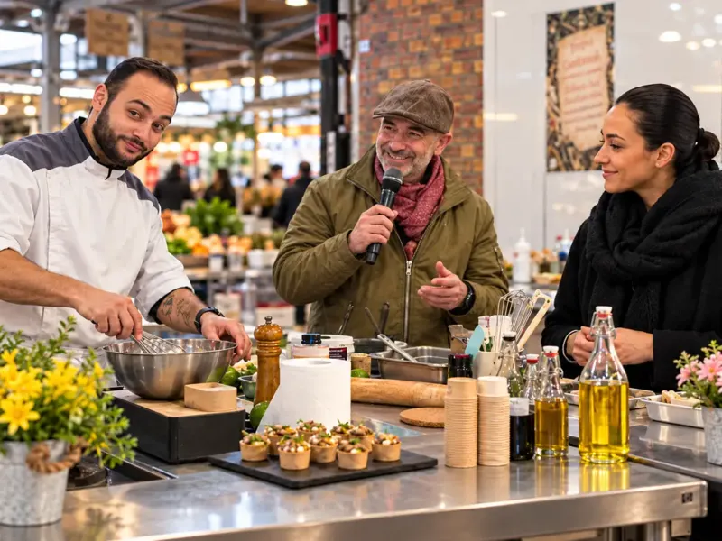 Animation culinaire sur un marché pour valoriser les commerçants locaux