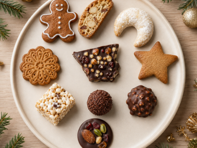 Assortiments des 10 recettes réalisées pendant l'atelier Douceurs de Noël