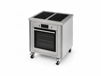 Cuisine mobile : meuble cuisson simple avec four et plaques à induction