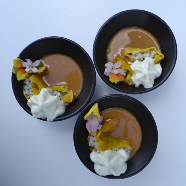 Raviole de langoustine à la truffe animation culinaire Paris